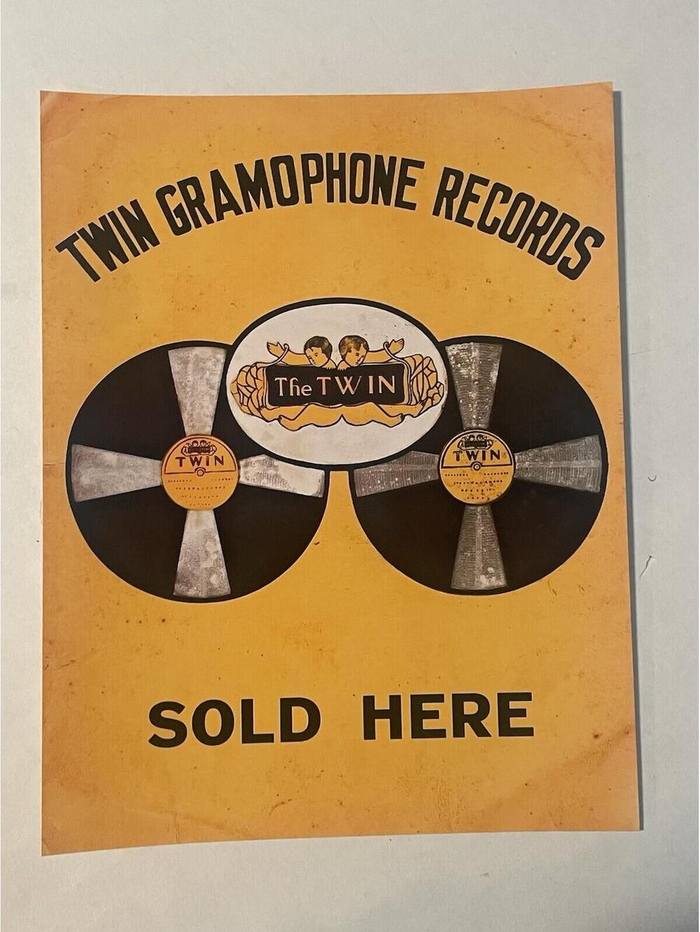 Twin Gramophone Records Paper PRINT 8.5x11 Vintage Vinyl Store Promo Music Sign